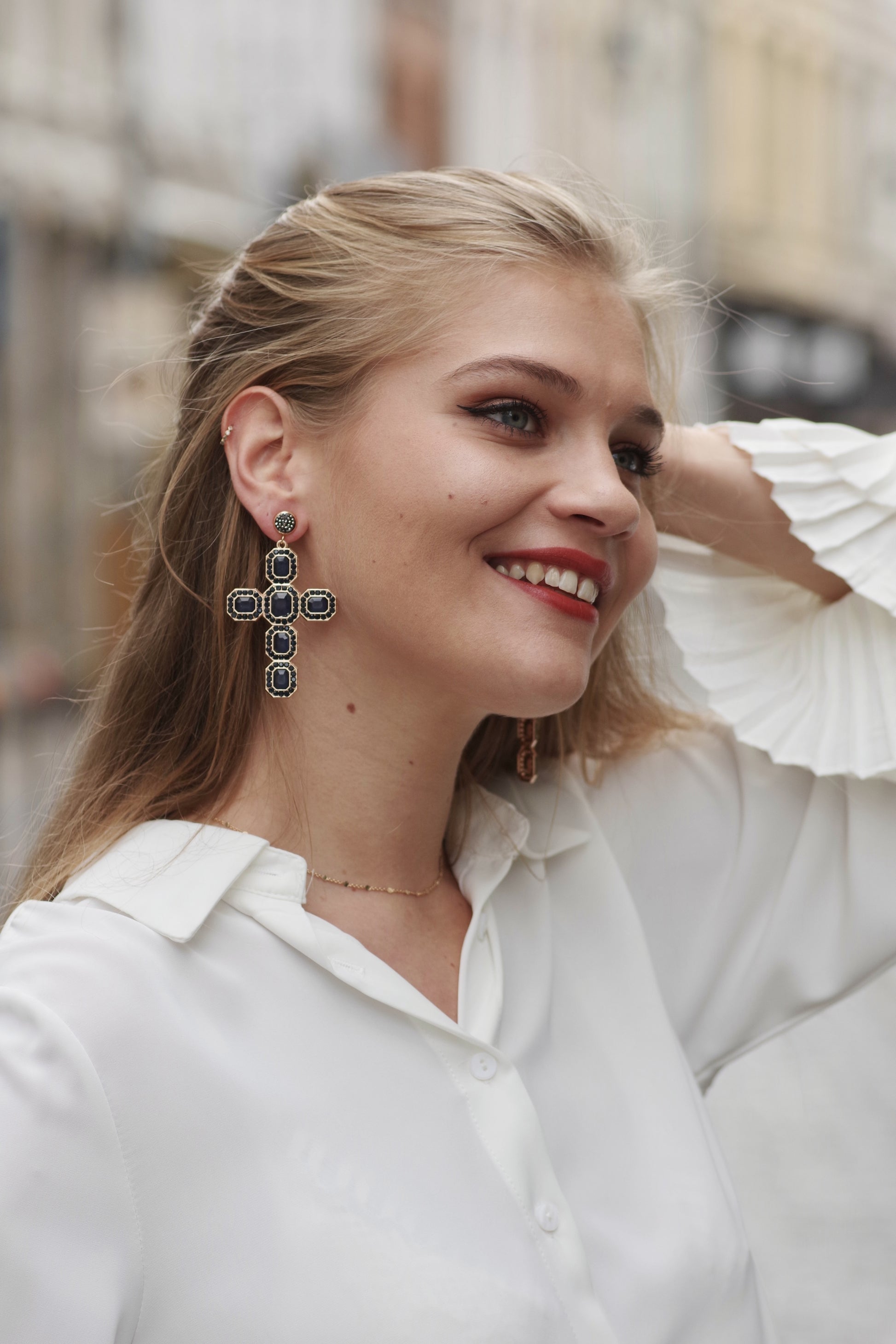 Boucles d'oreilles croix MARINE