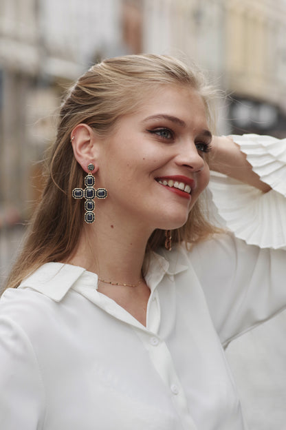 Boucles d'oreilles croix MARINE