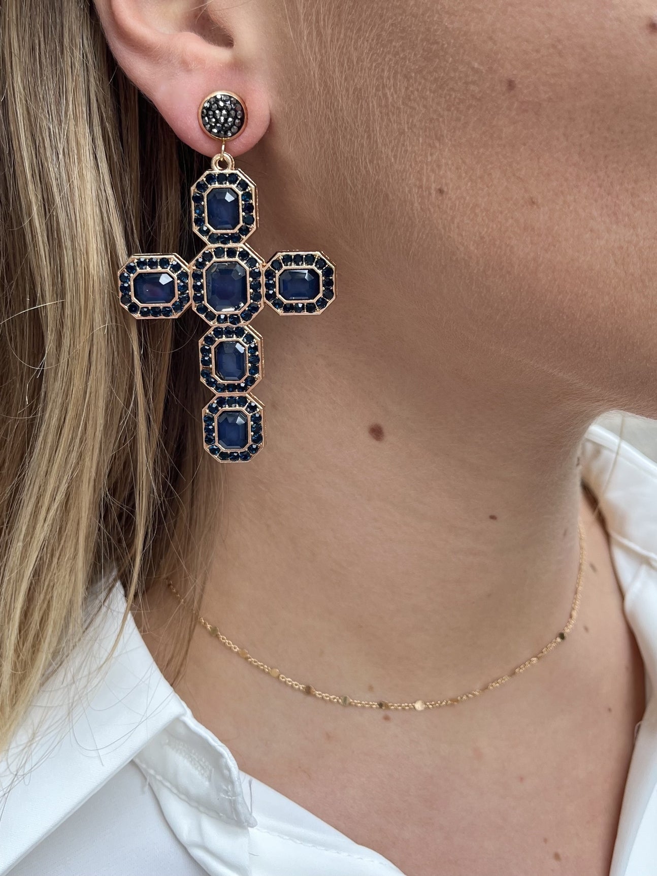 Boucles d'oreilles croix MARINE