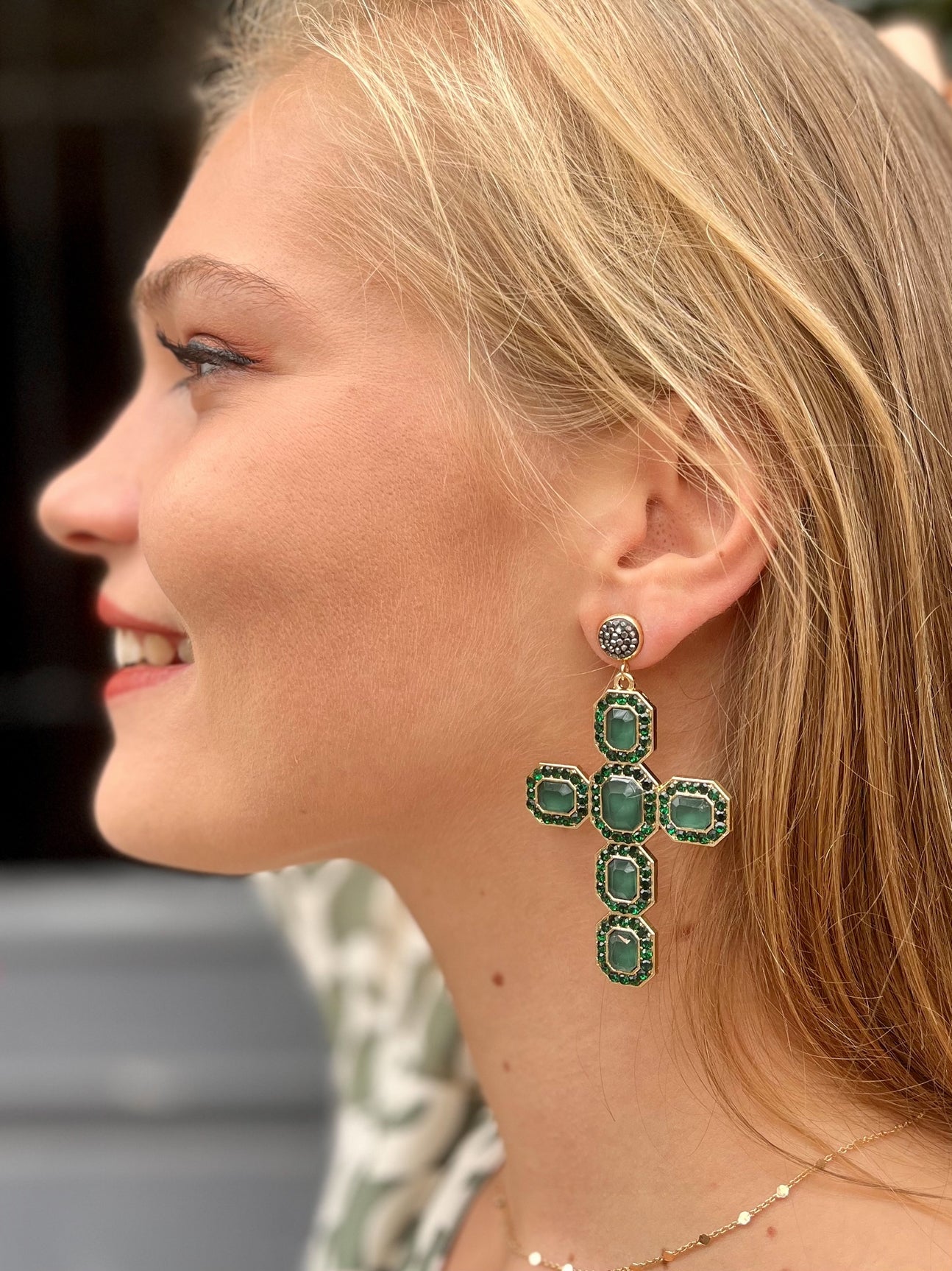 Boucles d'oreilles croix VERT