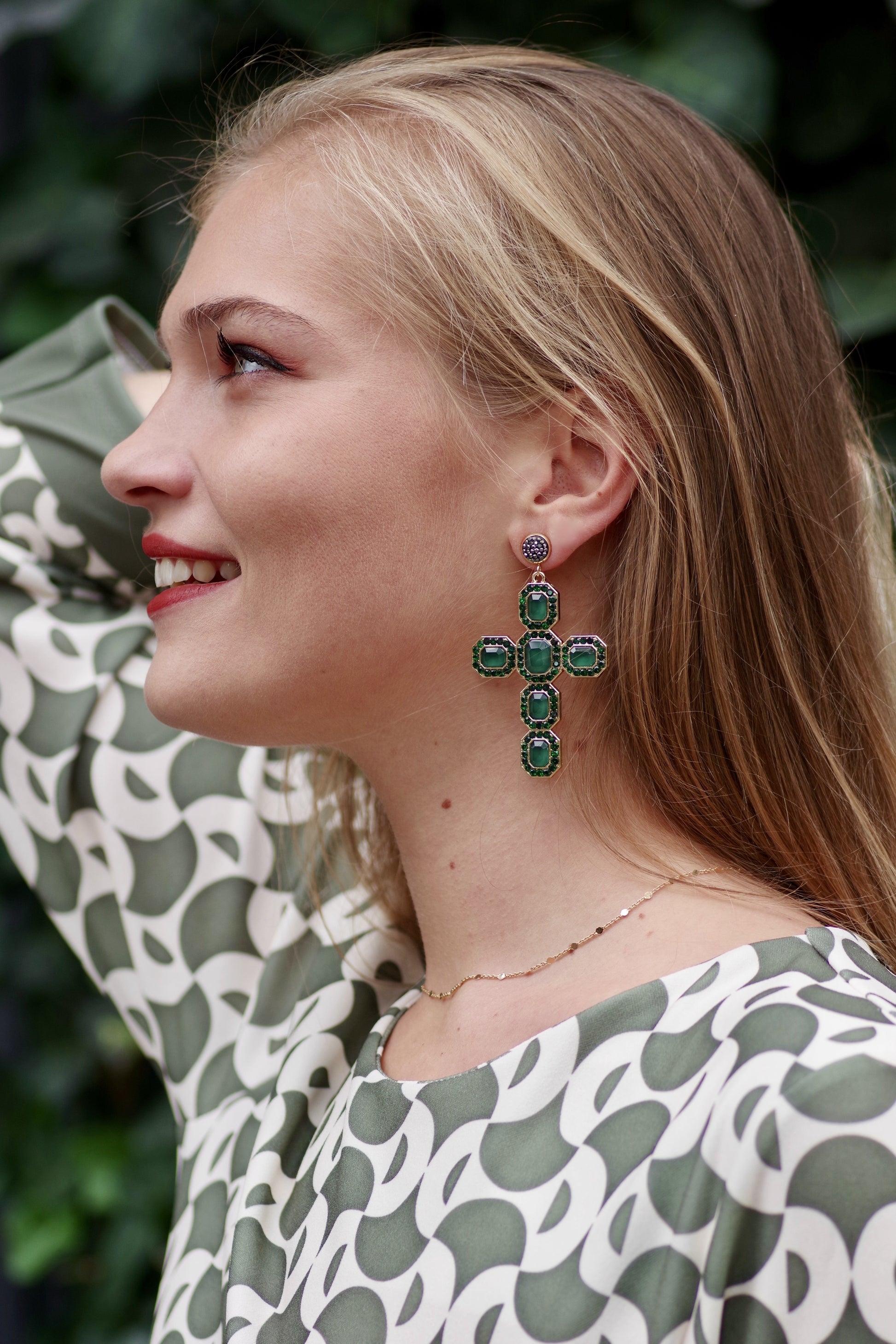 Boucles d'oreilles croix VERT