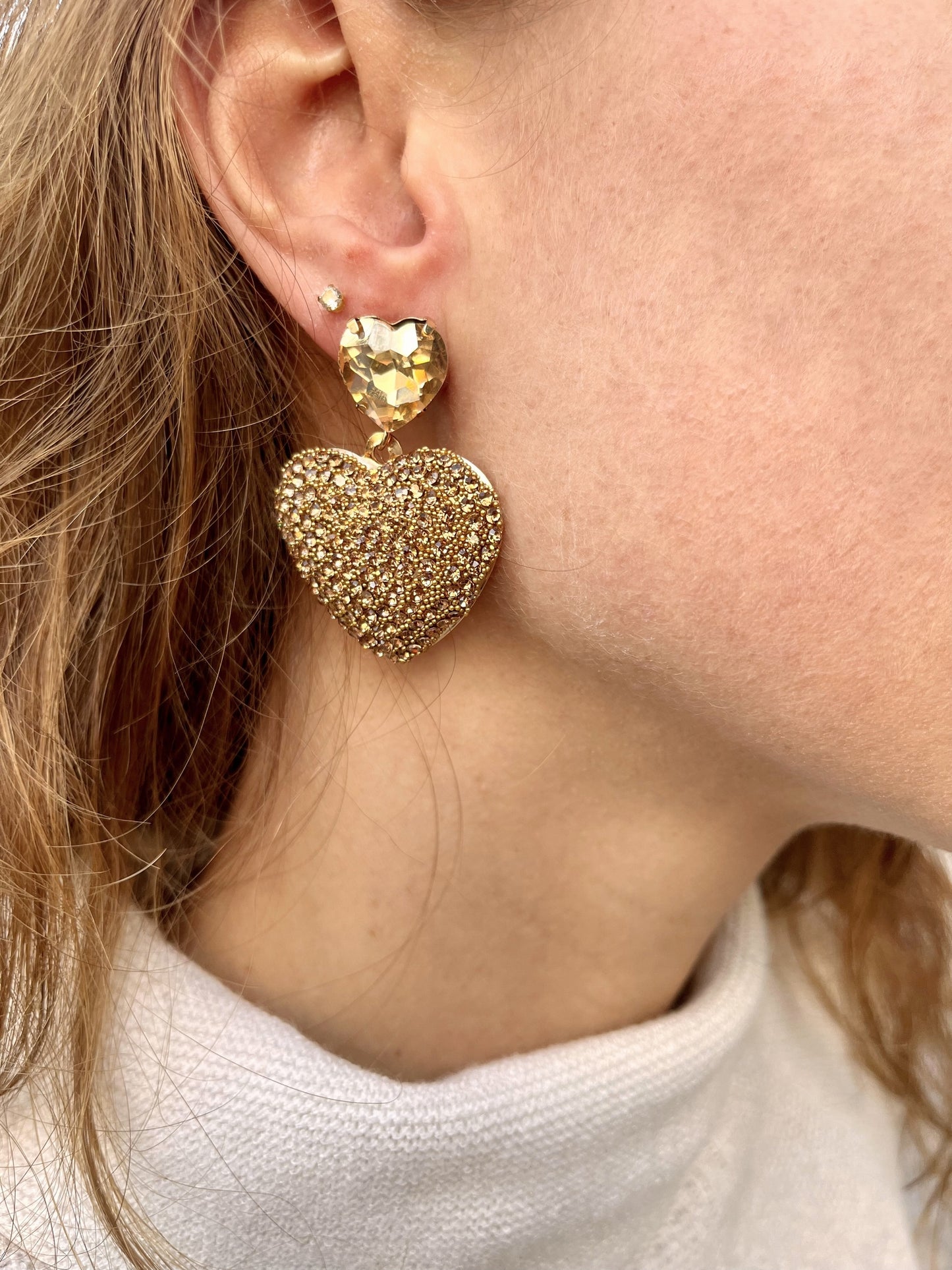 Boucles d'oreilles love Cristal DORE