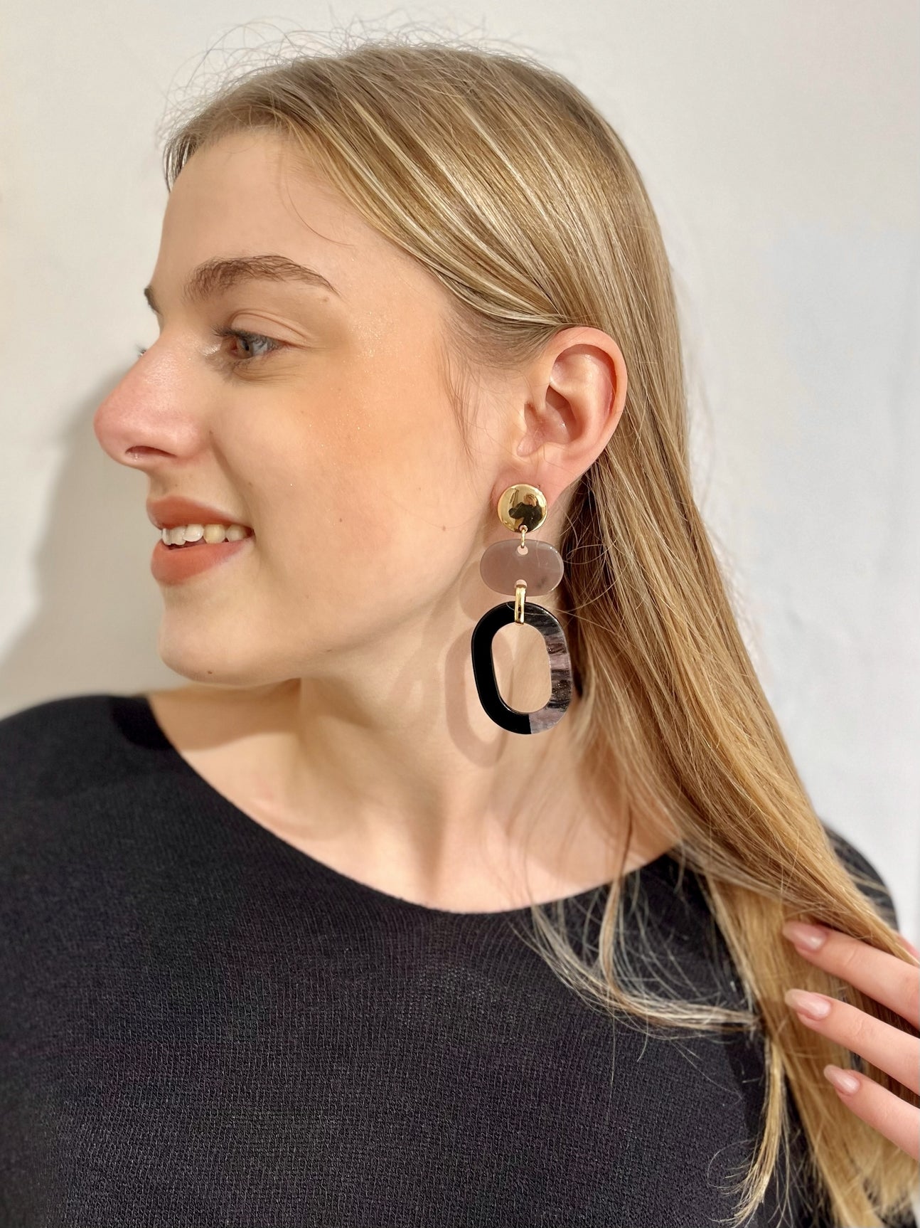 Boucles d'oreilles Paola NOIR/GRIS