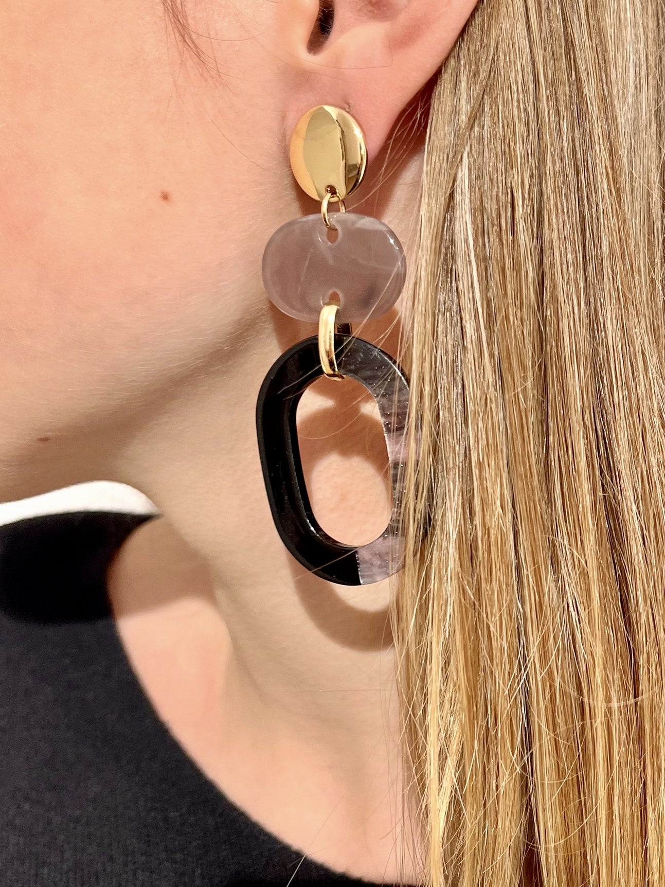 Boucles d'oreilles Paola NOIR/GRIS