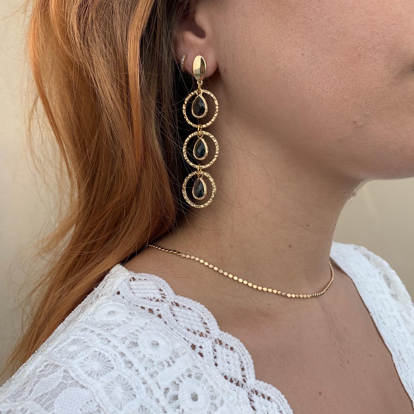 Boucles dorées cascades Joséphine NOIR