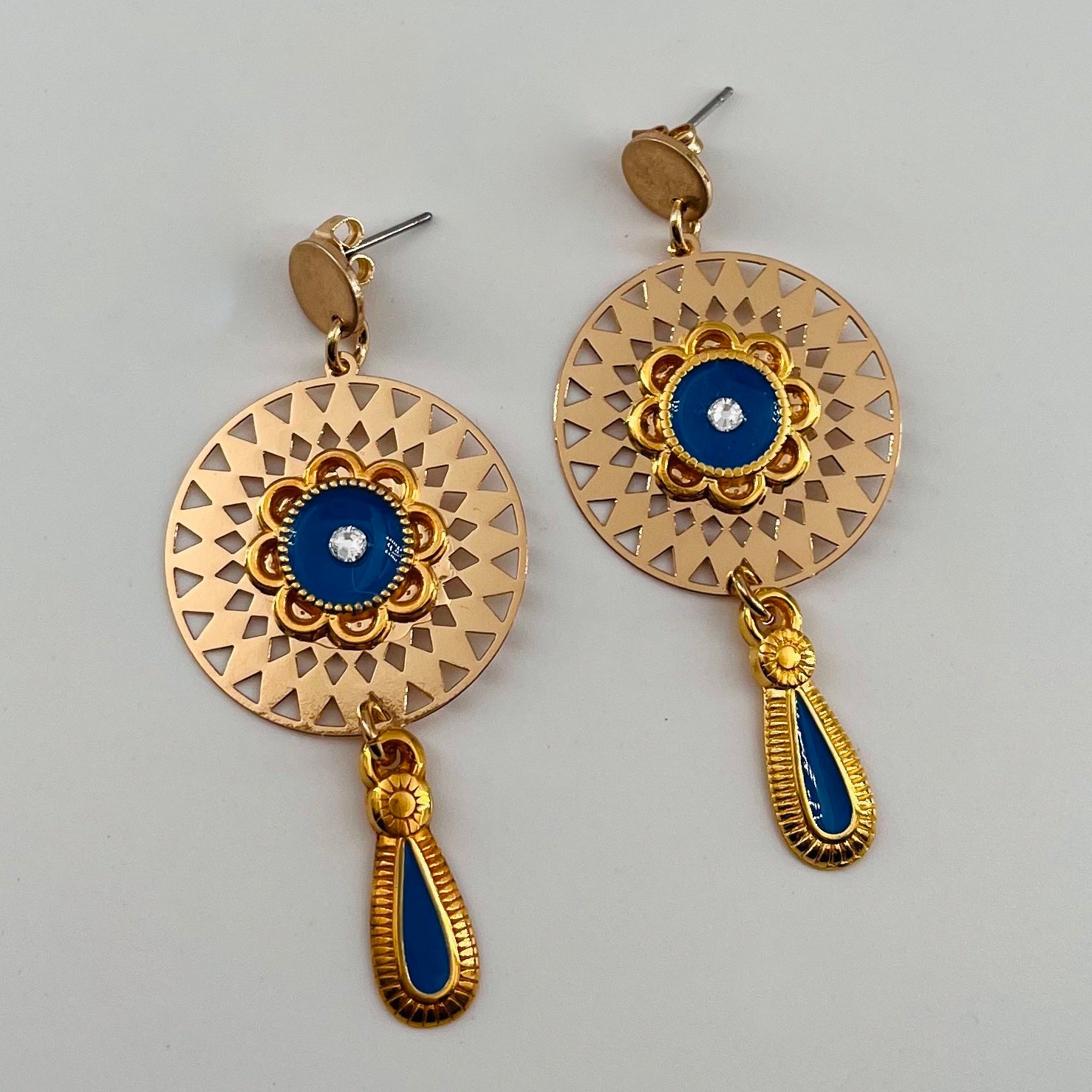 Boucles dorées Lisbonne émail et cristaux ROYAL