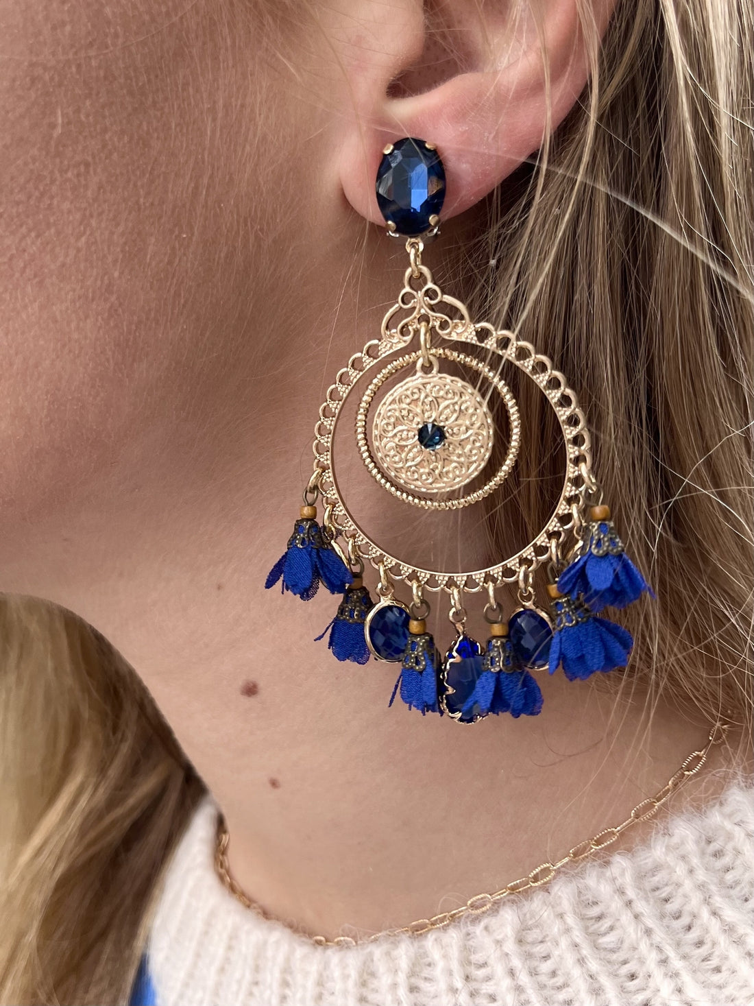 Boucles dorées pendantes Camille - faite main MONTANA