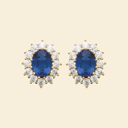 Boucles d’oreilles plaqué or Diana - pierre bleue intense 