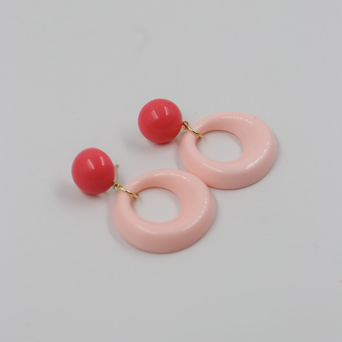 Boucles d’oreilles résine Glossy ROSE/FRAMBOISE