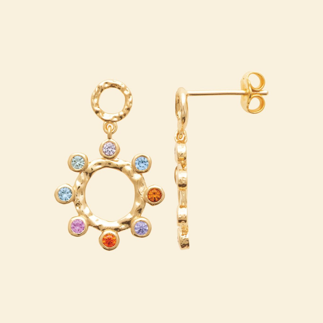 Boucles pendantes multicolore - plaqué or 3 microns 