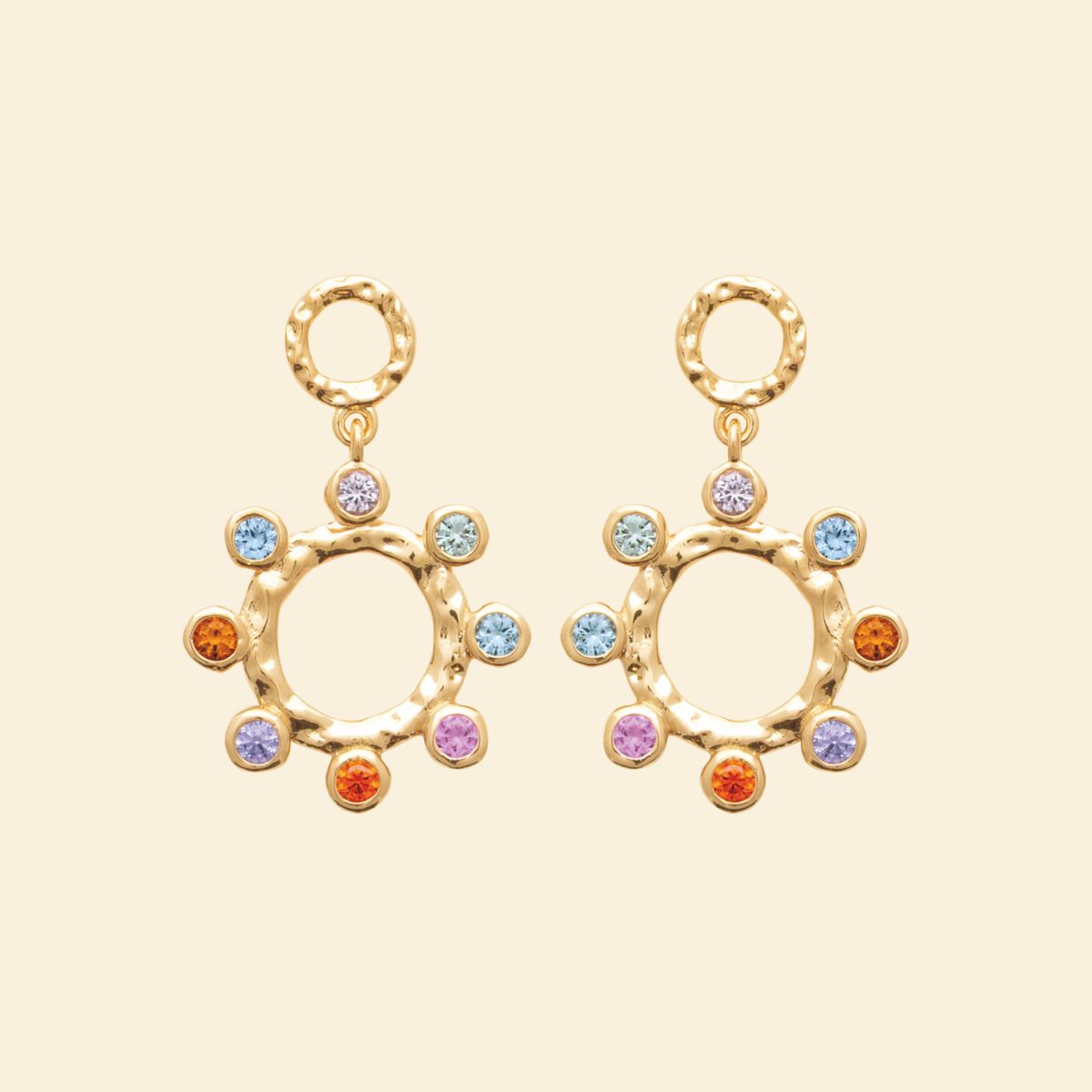 Boucles pendantes multicolore - plaqué or 3 microns 