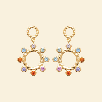 Boucles pendantes multicolore - plaqué or 3 microns 