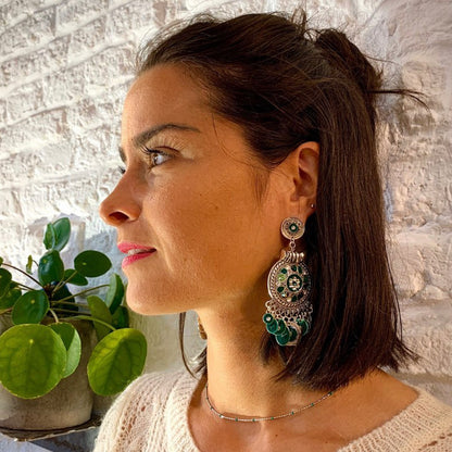 Boucles percées argentées Tamise JAUNE