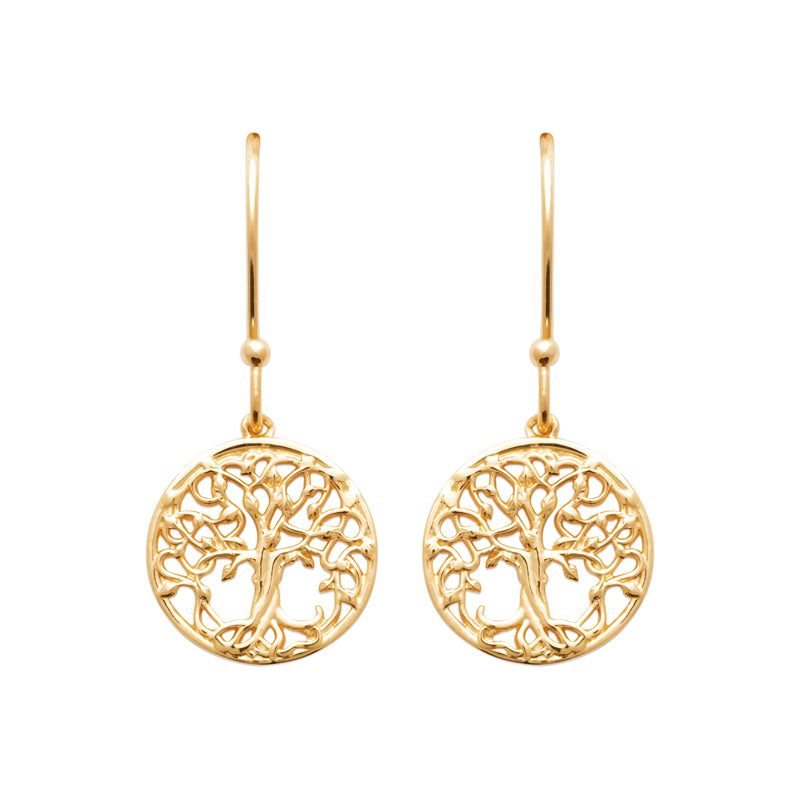Boucles plaqué or - arbre de vie 