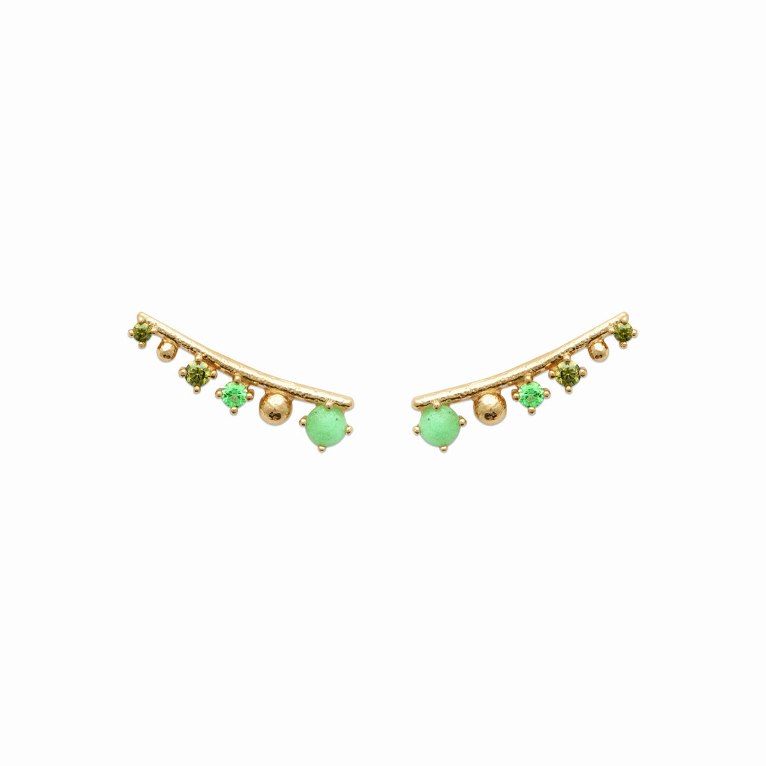 Boucles plaqué or brillants &amp; pierres vertes 