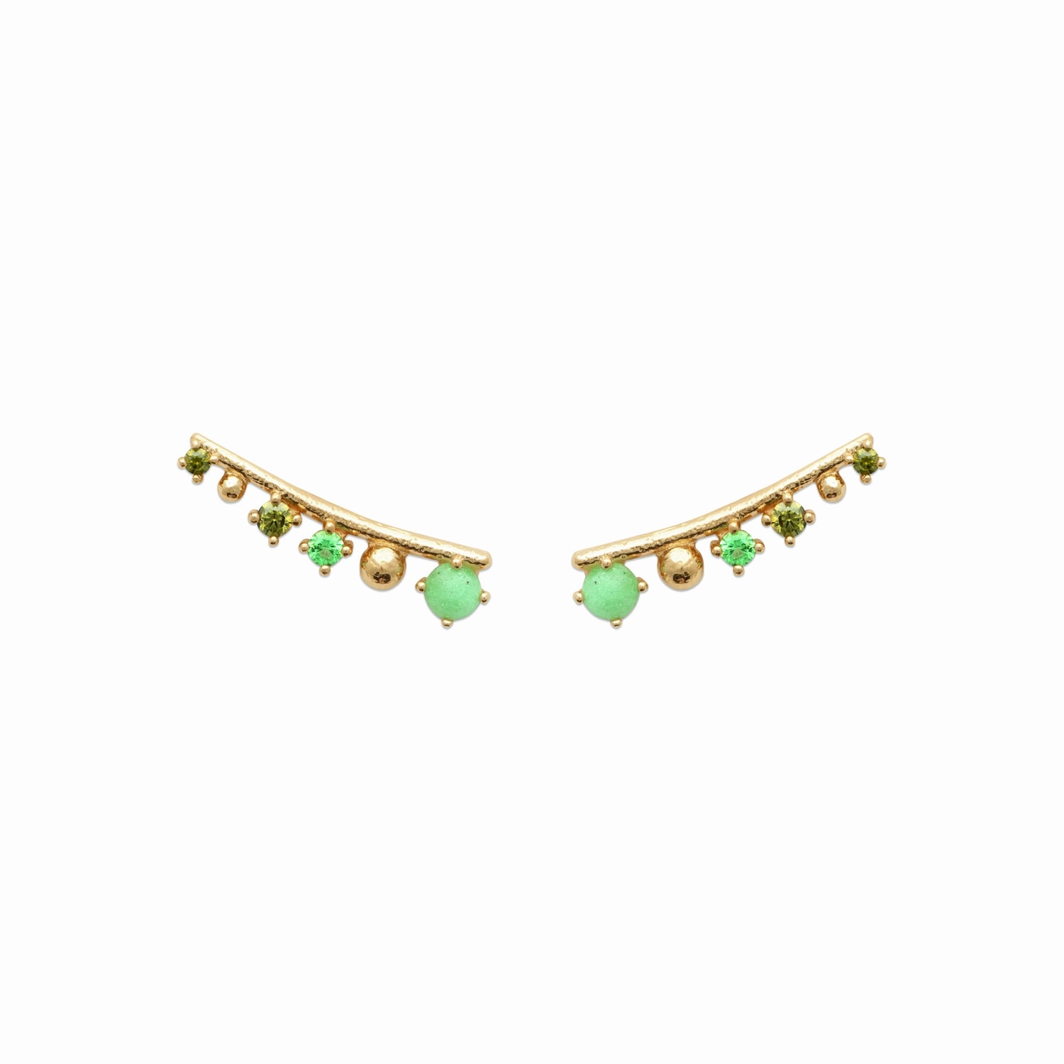Boucles plaqué or brillants &amp; pierres vertes 