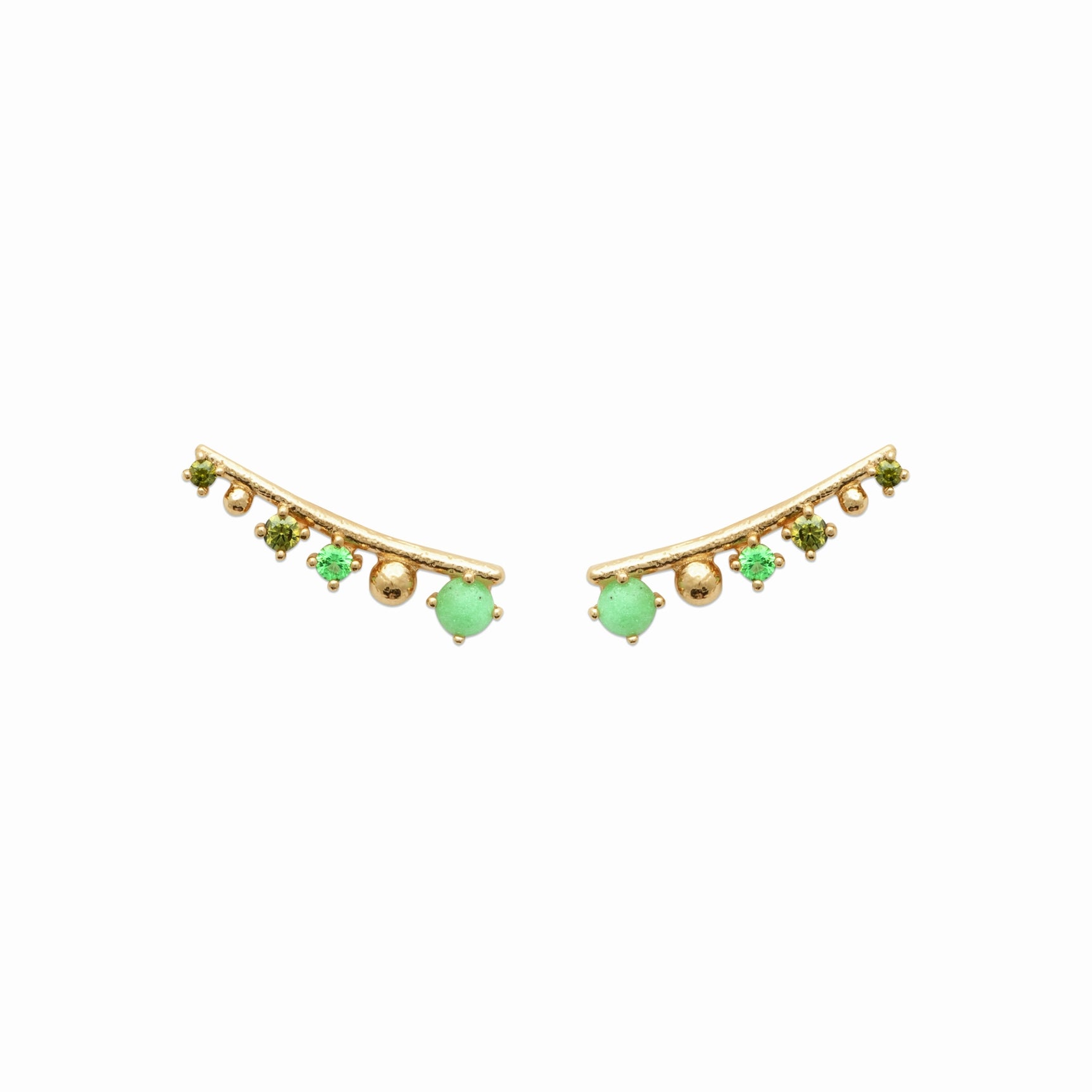 Boucles plaqué or brillants &amp; pierres vertes 