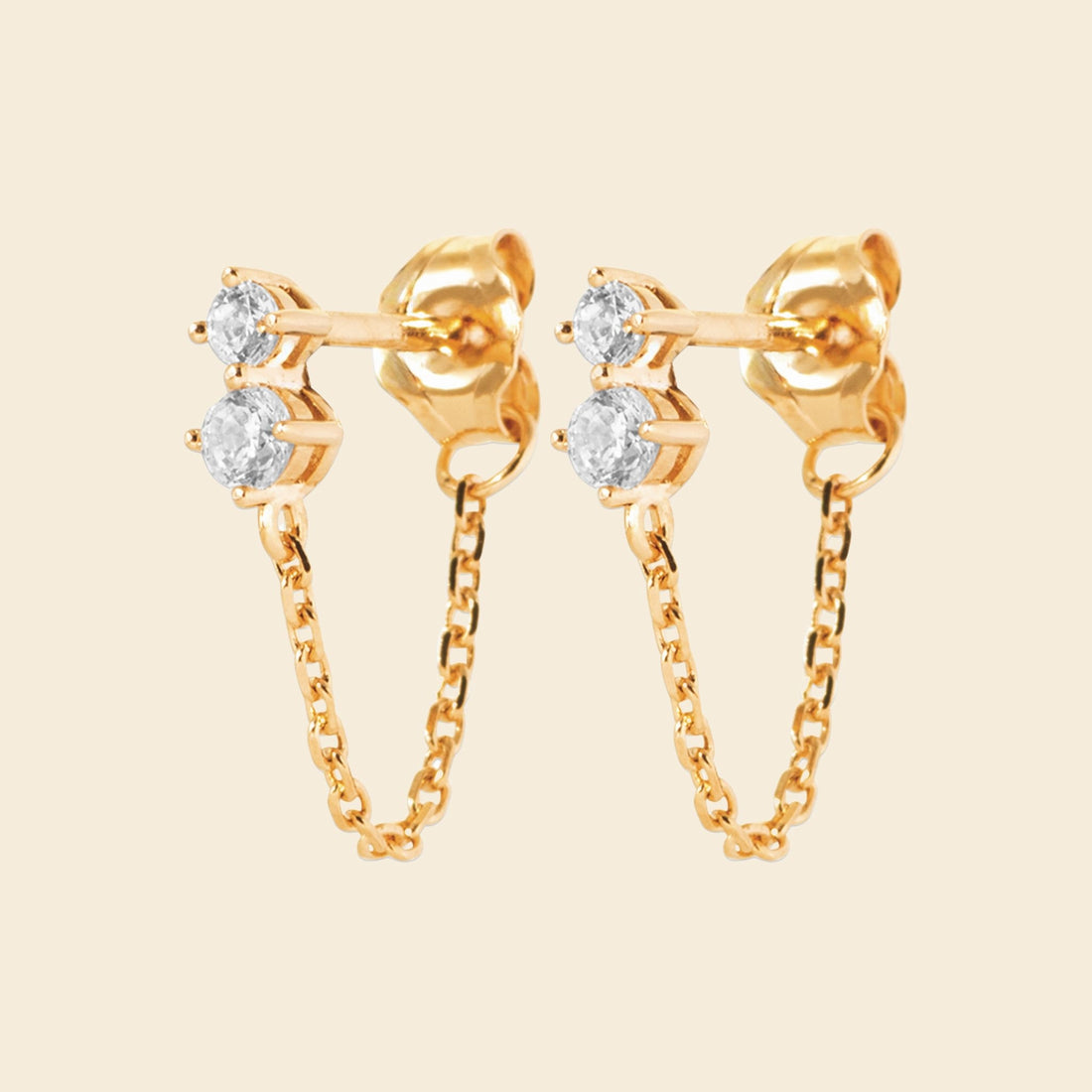 Boucles plaqué or chaînette - brillants 