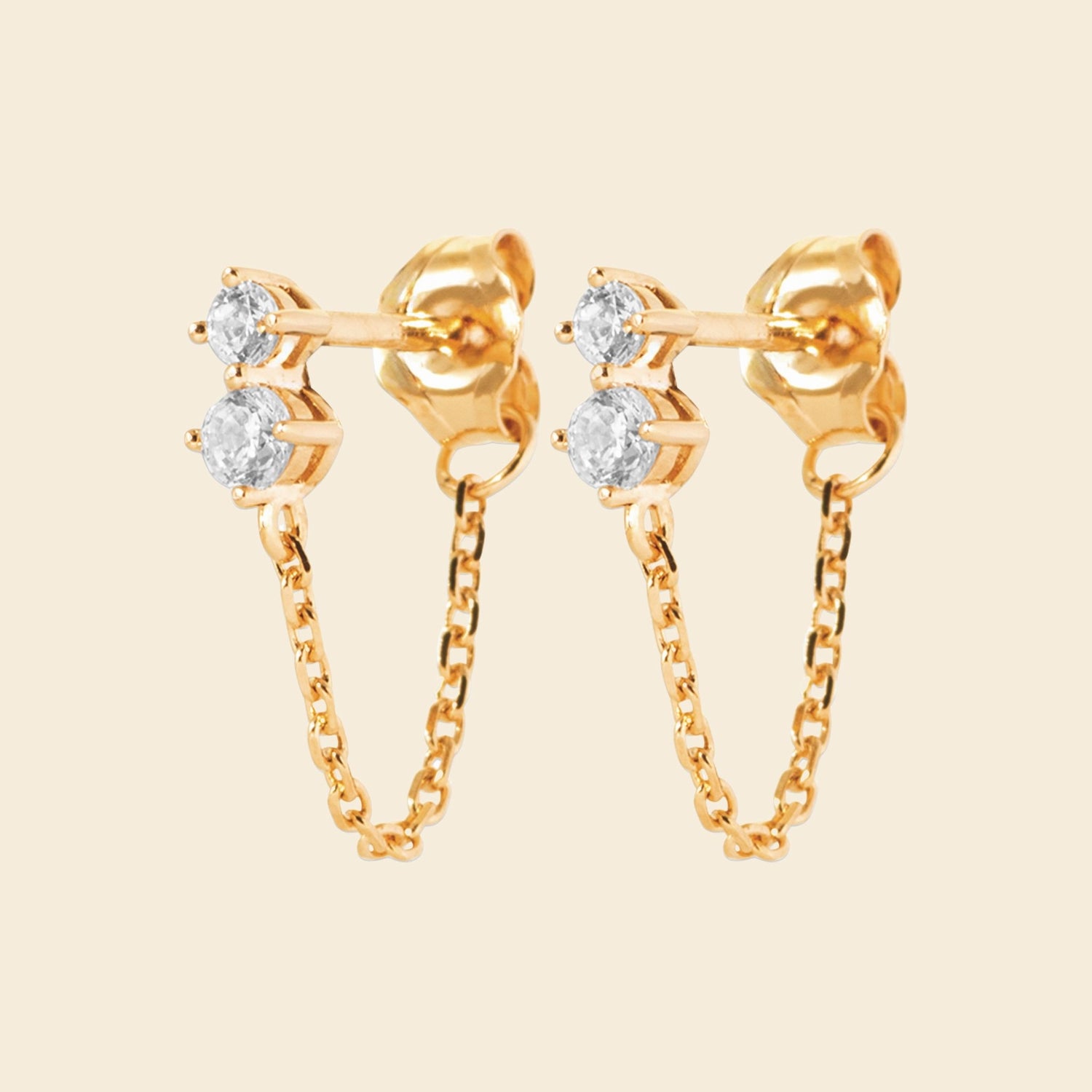 Boucles plaqué or chaînette - brillants 