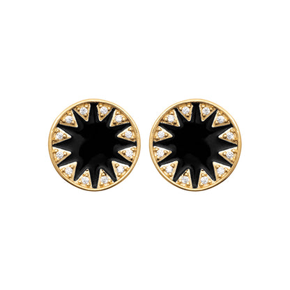 Boucles plaqué or email noir 
