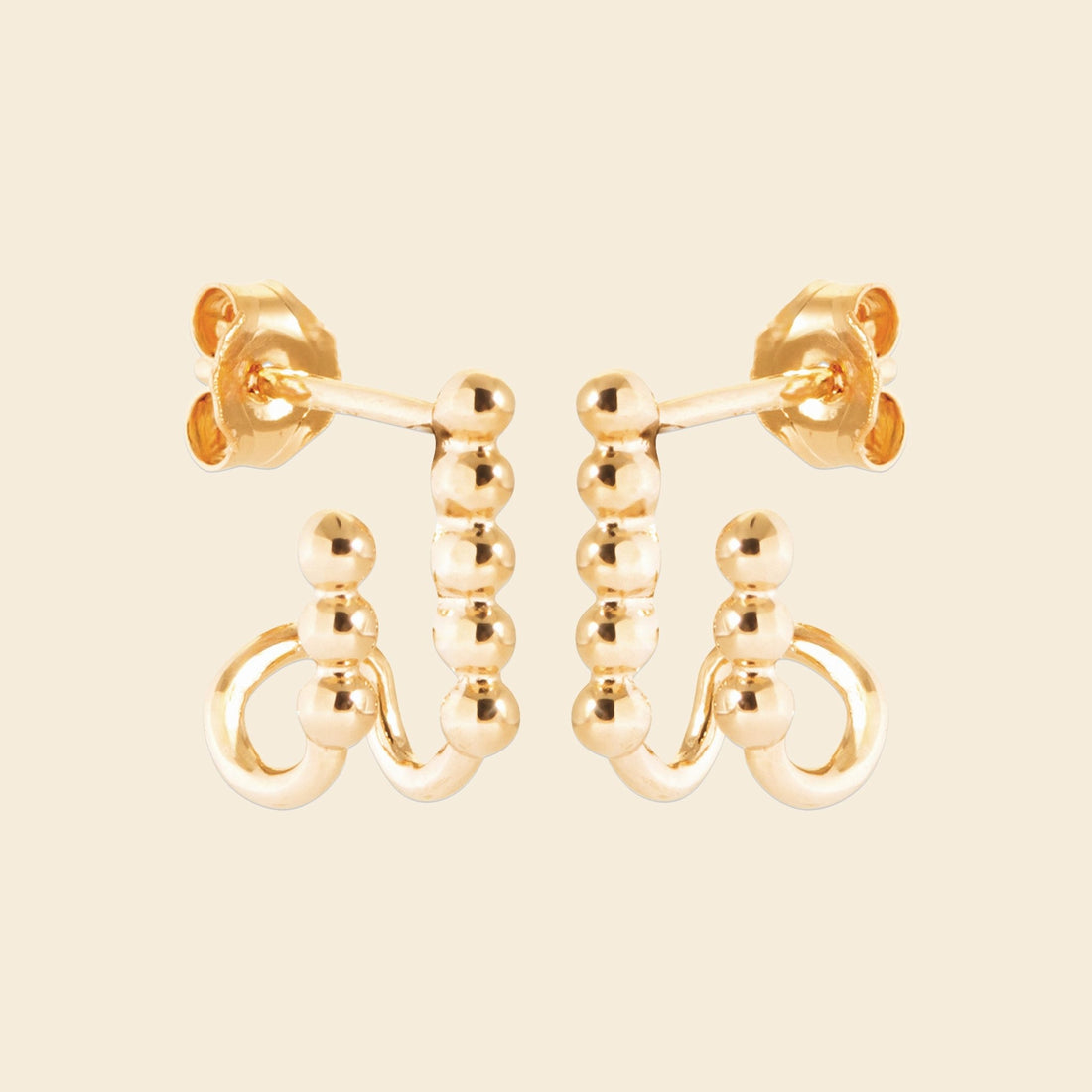 Boucles plaqué or - perles sculptées 