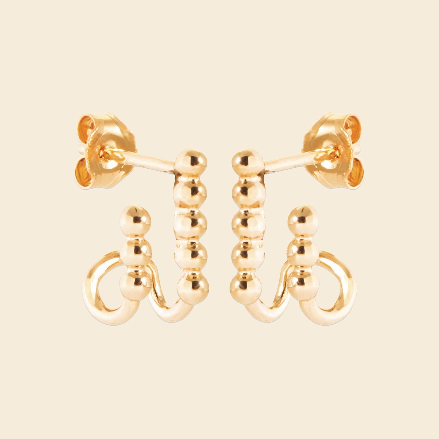 Boucles plaqué or - perles sculptées 