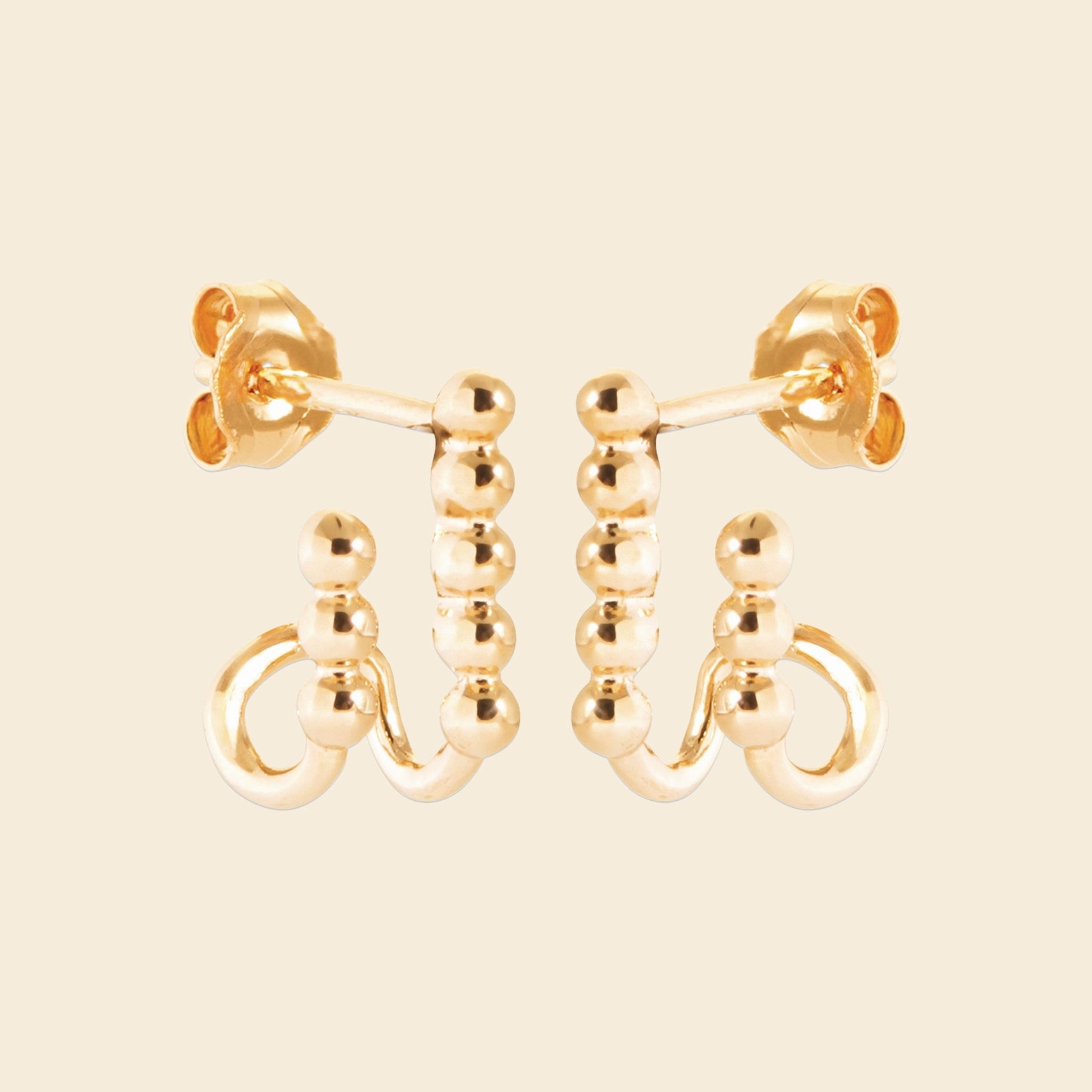 Boucles plaqué or - perles sculptées 