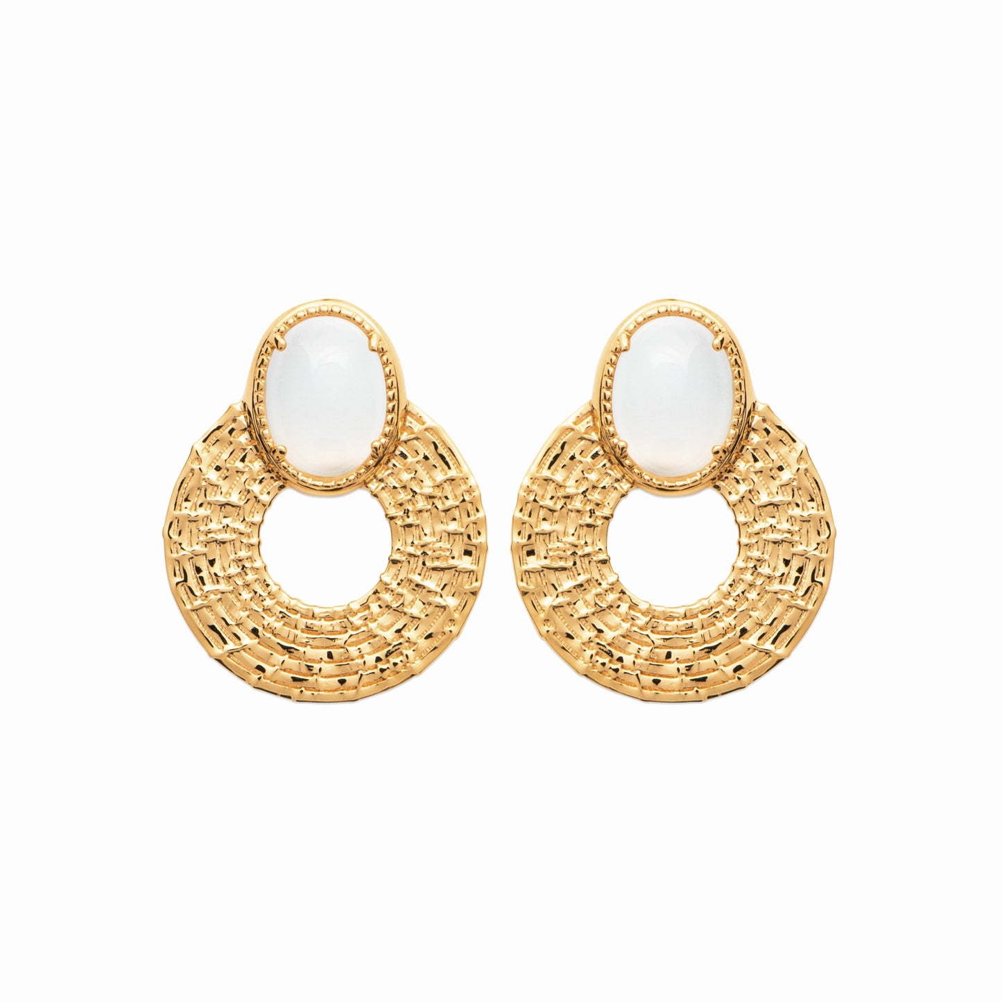 Boucles plaqué or & pierre de lune 