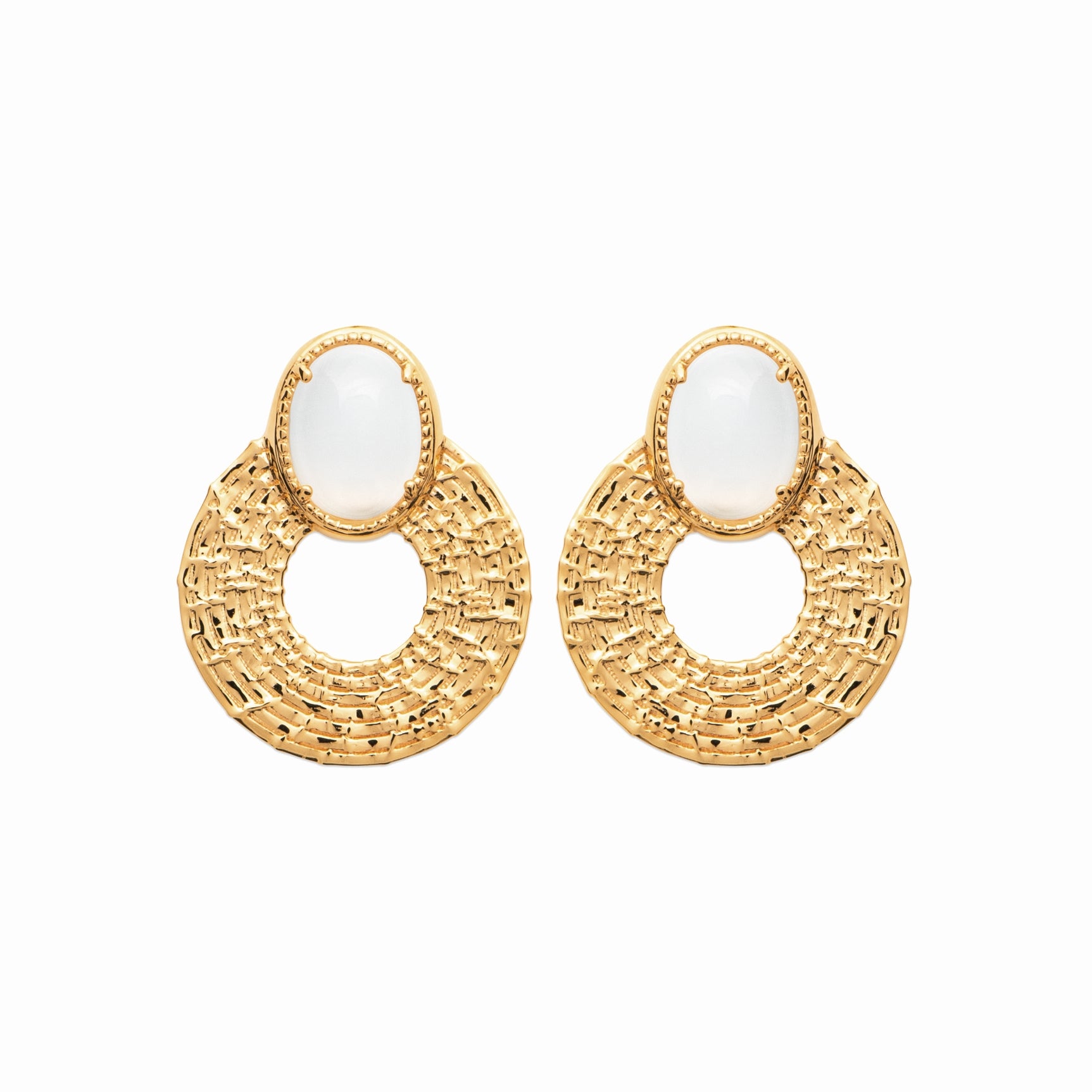 Boucles plaqué or & pierre de lune 