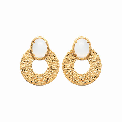 Boucles plaqué or & pierre de lune 