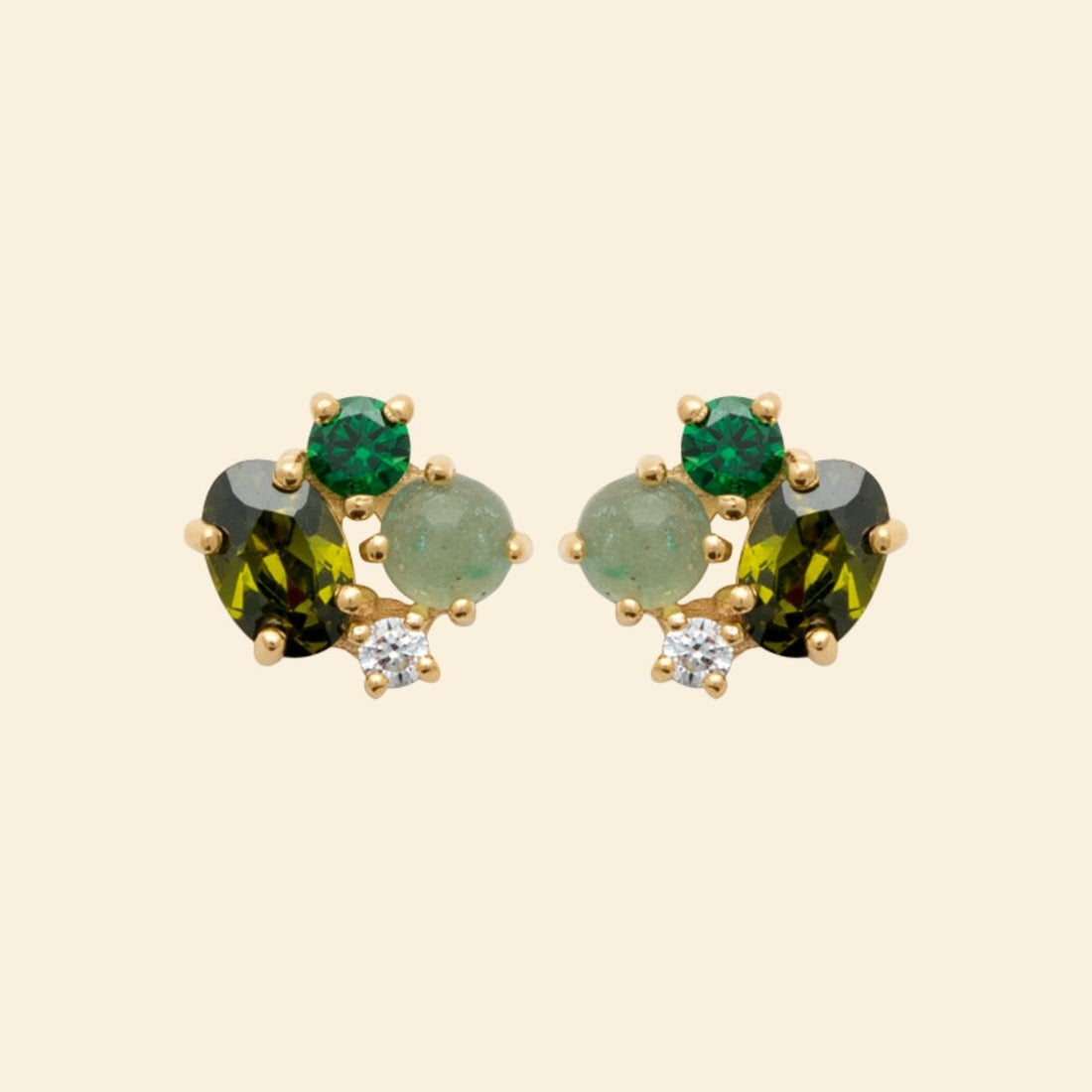 Boucles puce aventurine verte - plaqué or 3 microns 