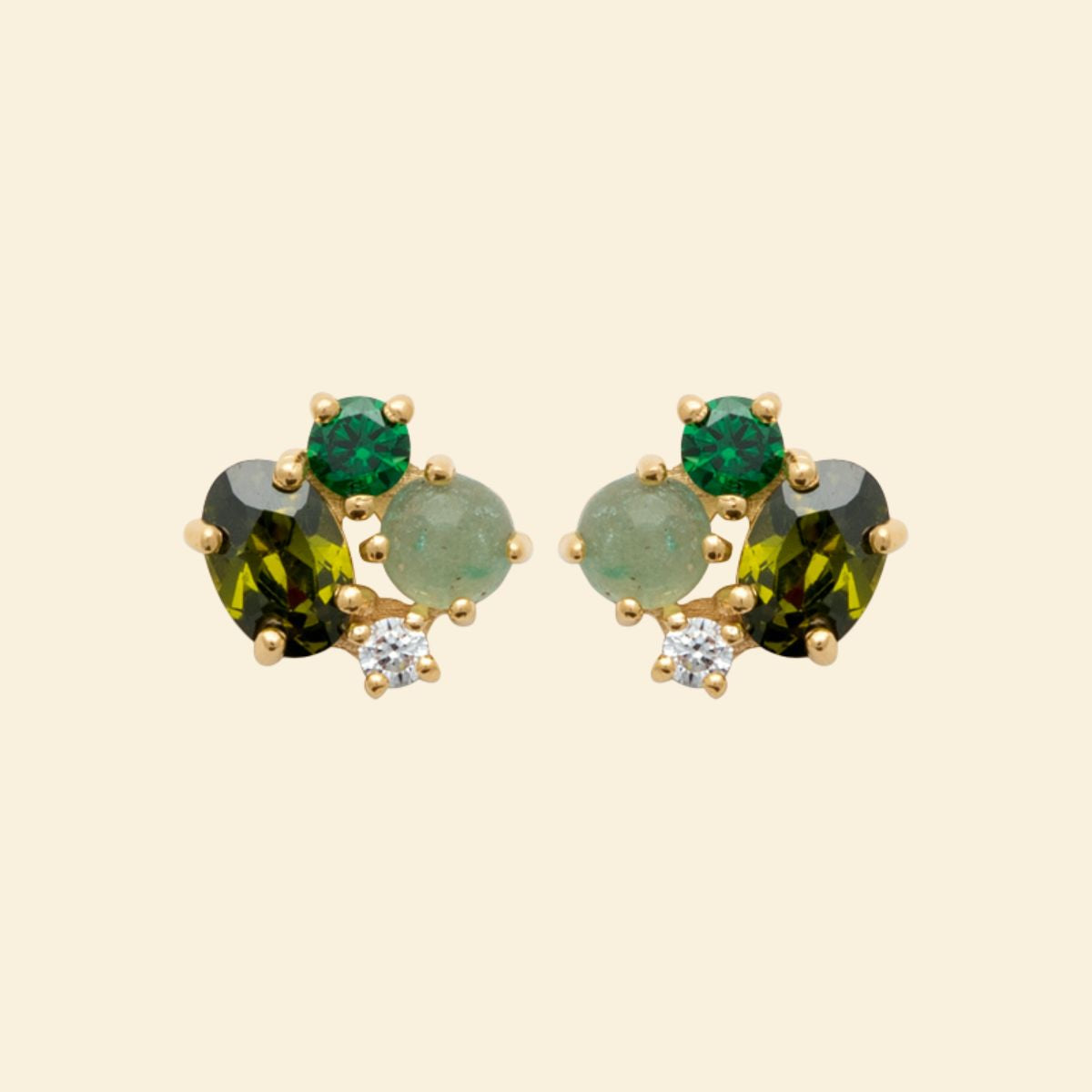 Boucles puce aventurine verte - plaqué or 3 microns 