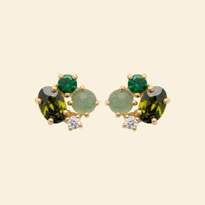 Boucles puce aventurine verte - plaqué or 3 microns 
