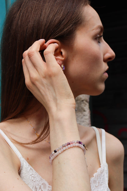 Bracelet acier doré - pierre semi-précieuse FLUORITE