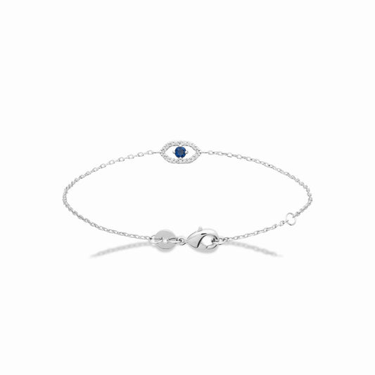 Bracelet argent rhodié - pierre bleue étincelante 
