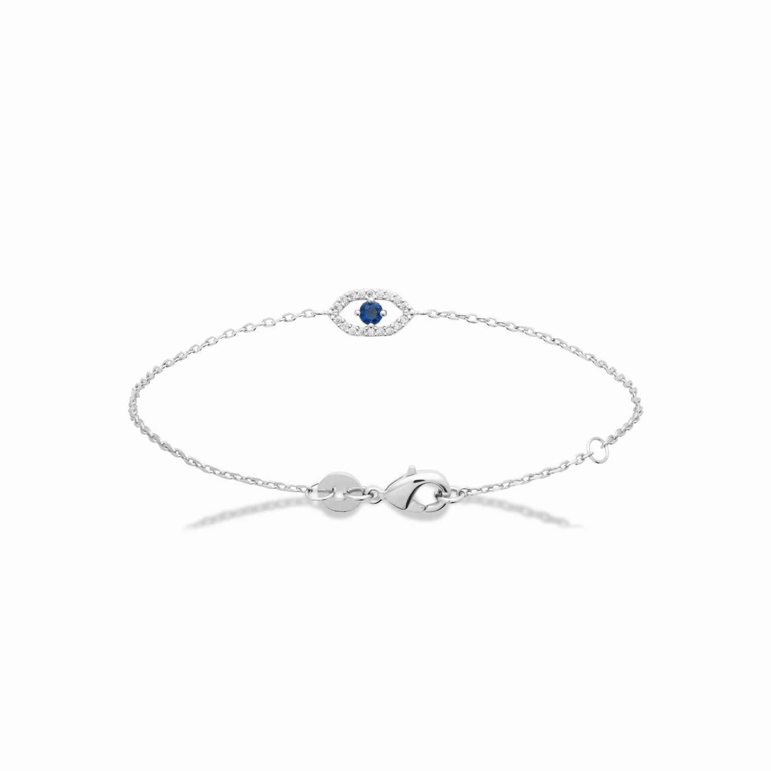Bracelet argent rhodié - pierre bleue étincelante 