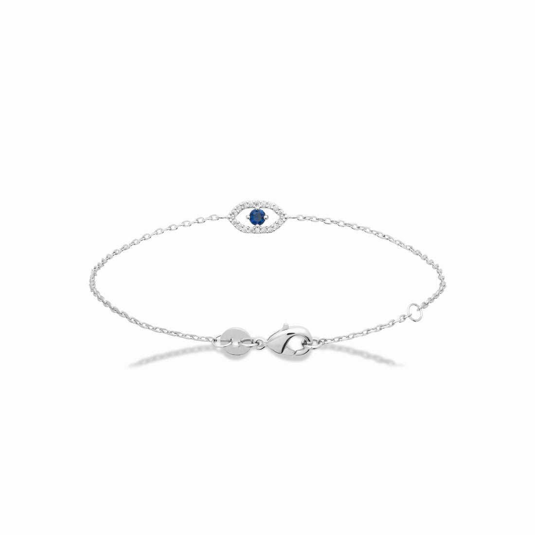 Bracelet argent rhodié - pierre bleue étincelante 