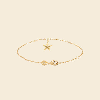 Bracelet cheville plaqué or - étoile de mer 