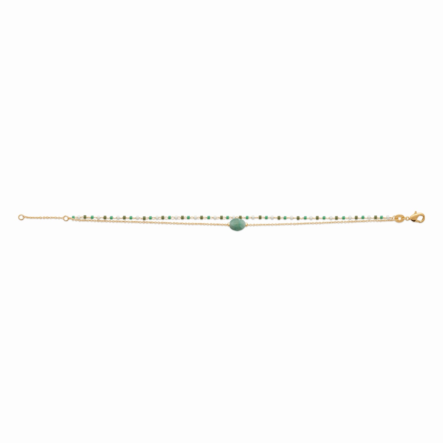 Bracelet double plaqué or - pierre naturelle aventurine 