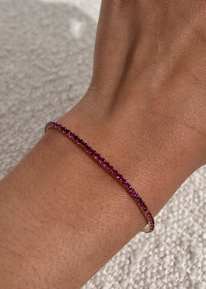 Bracelet élastique - pierres colorées FRAMBOISE