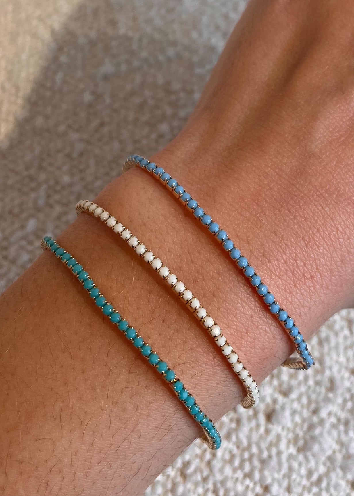 Bracelet élastique - pierres colorées TURQUOISE