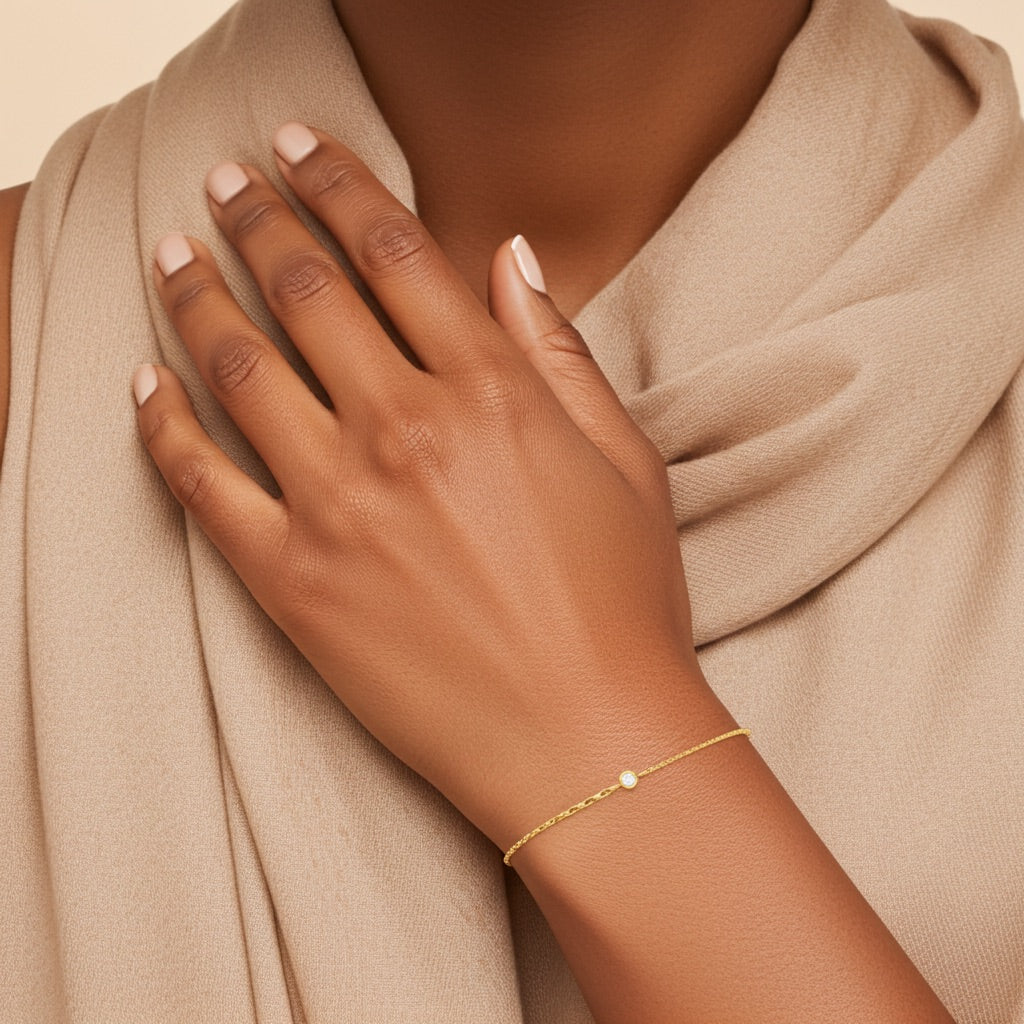 Bracelet fin plaqué or 18 cm - cristal