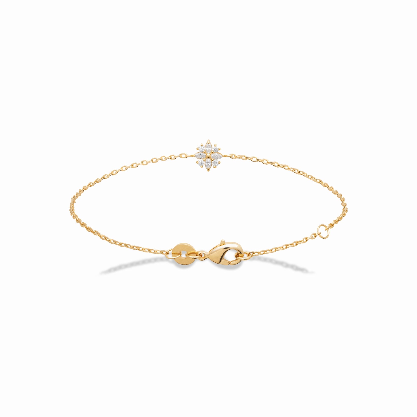 Bracelet fleurs plaqué or 