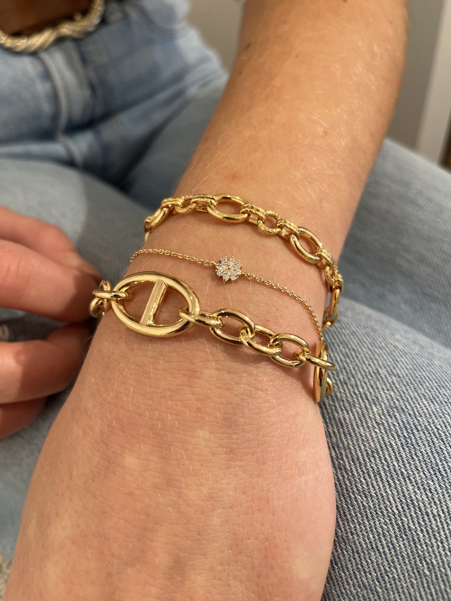 Bracelet maillons texturé - plaqué or 