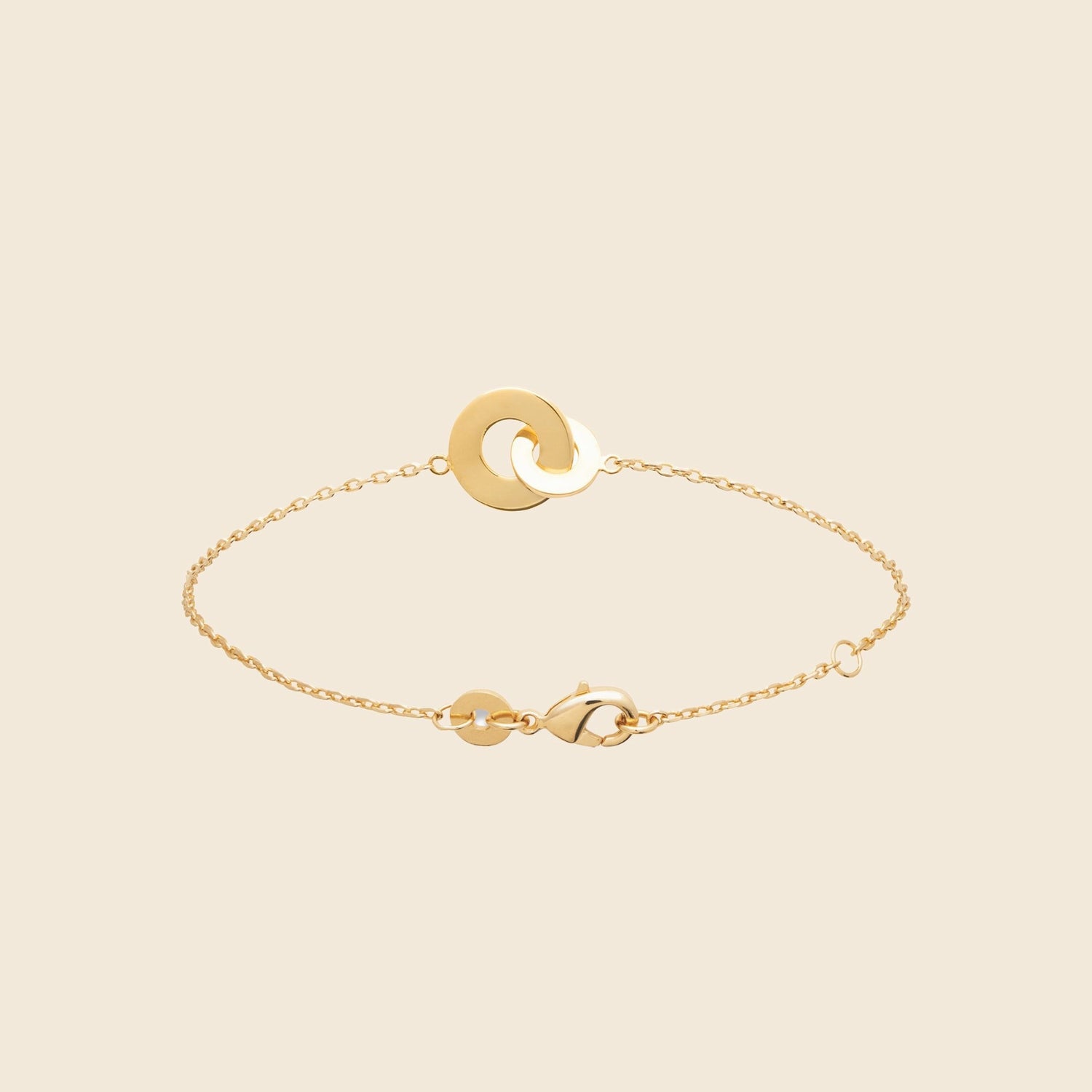 Bracelet plaqué or 18 cm - anneaux entrelacés 