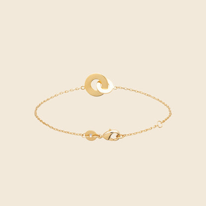 Bracelet plaqué or 18 cm - anneaux entrelacés 
