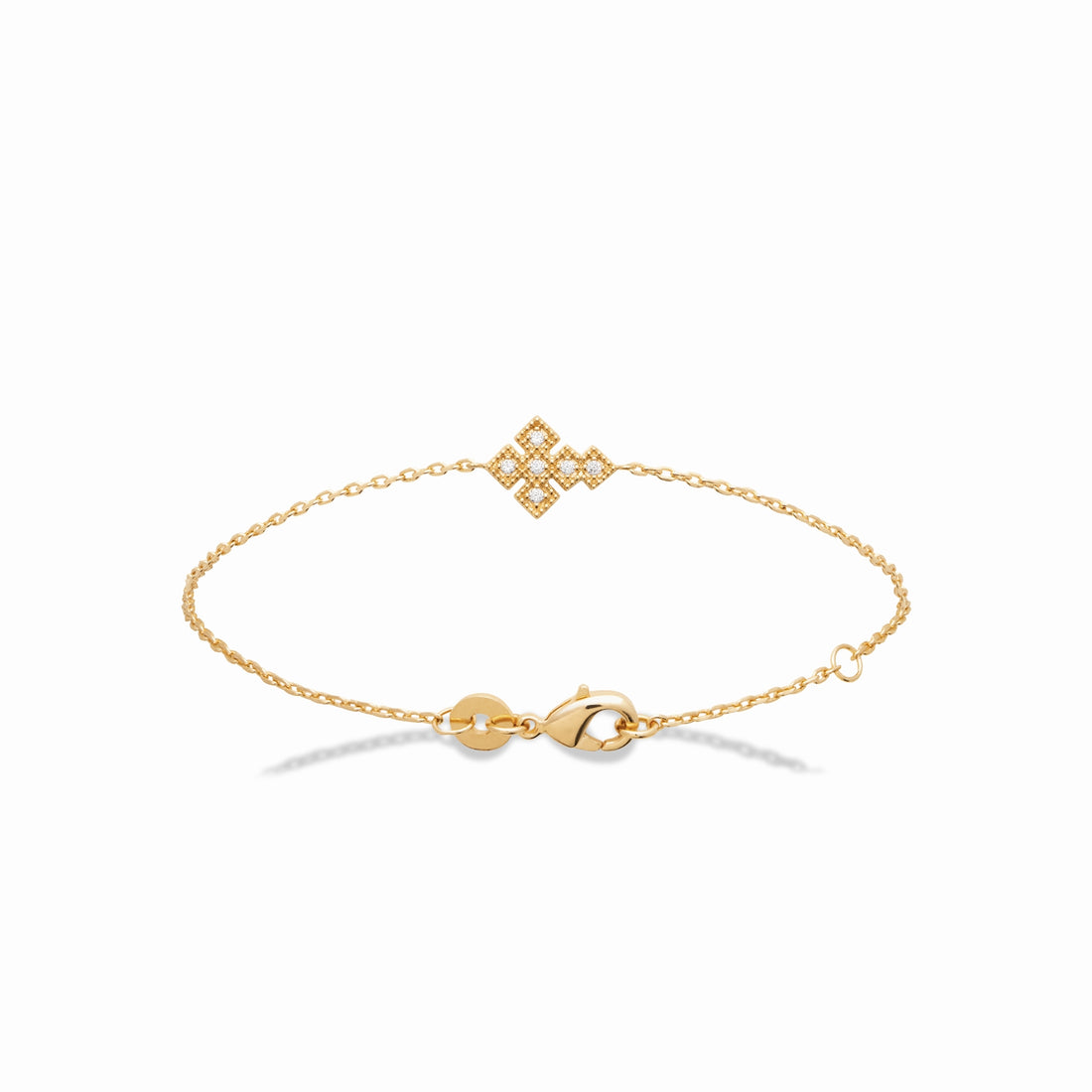 Bracelet plaqué or 18 cm - motif losanges strassés 