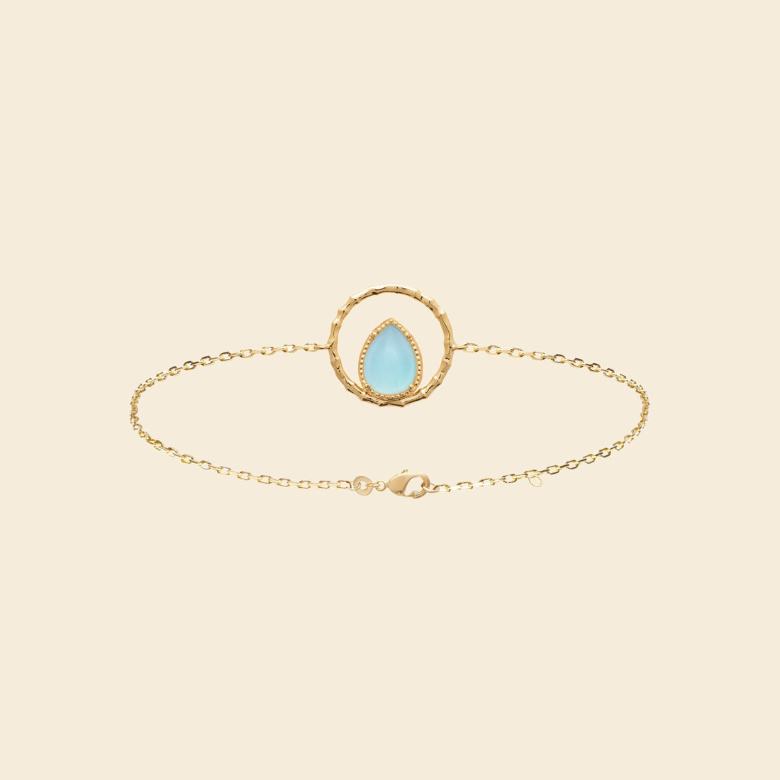 Bracelet plaqué or agate bleue 