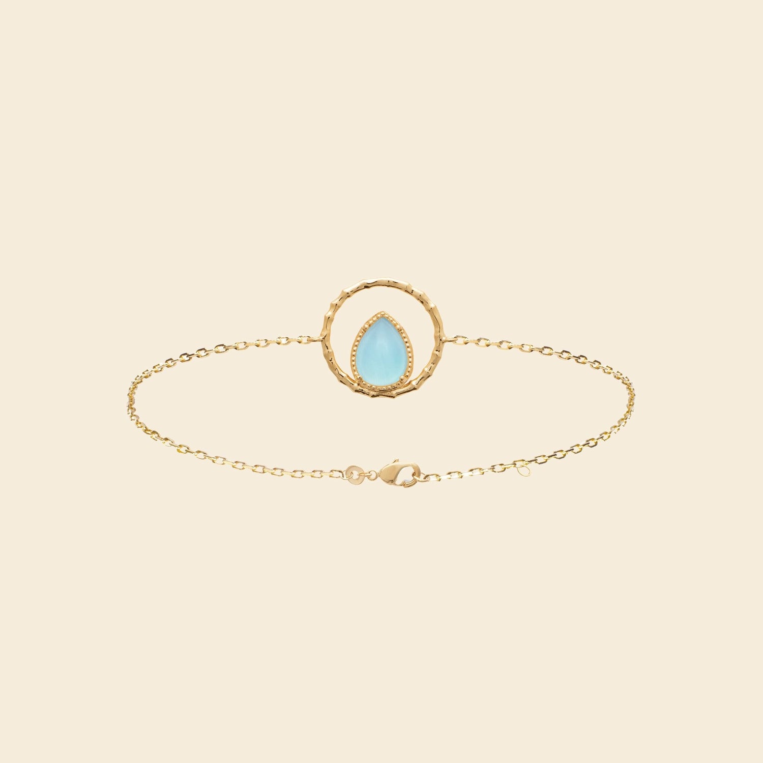 Bracelet plaqué or agate bleue 