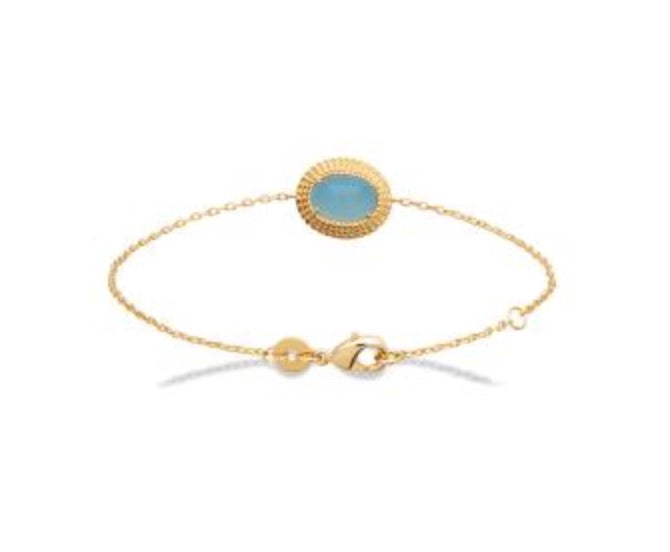 Bracelet plaqué or -agate bleue 